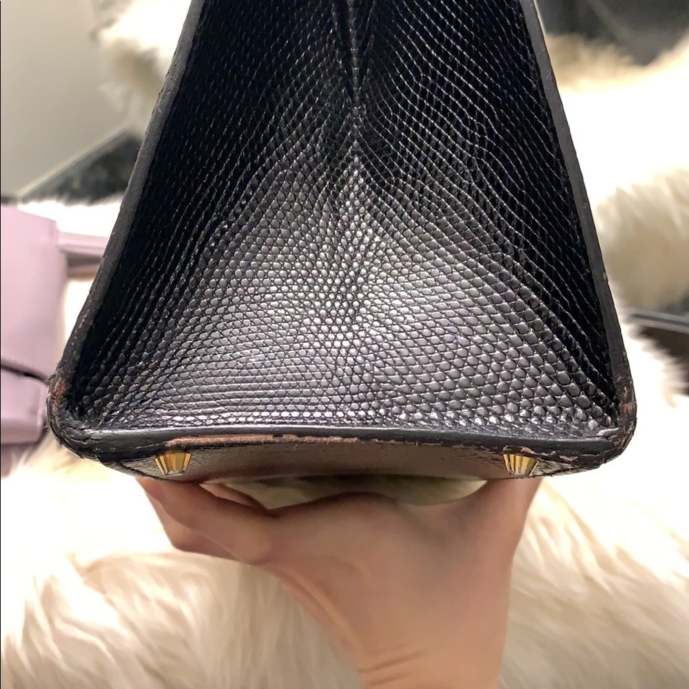 ❌SOLD❌Vintage CELINE lizard Kelly hand bag black gold - Picture 14 of 14